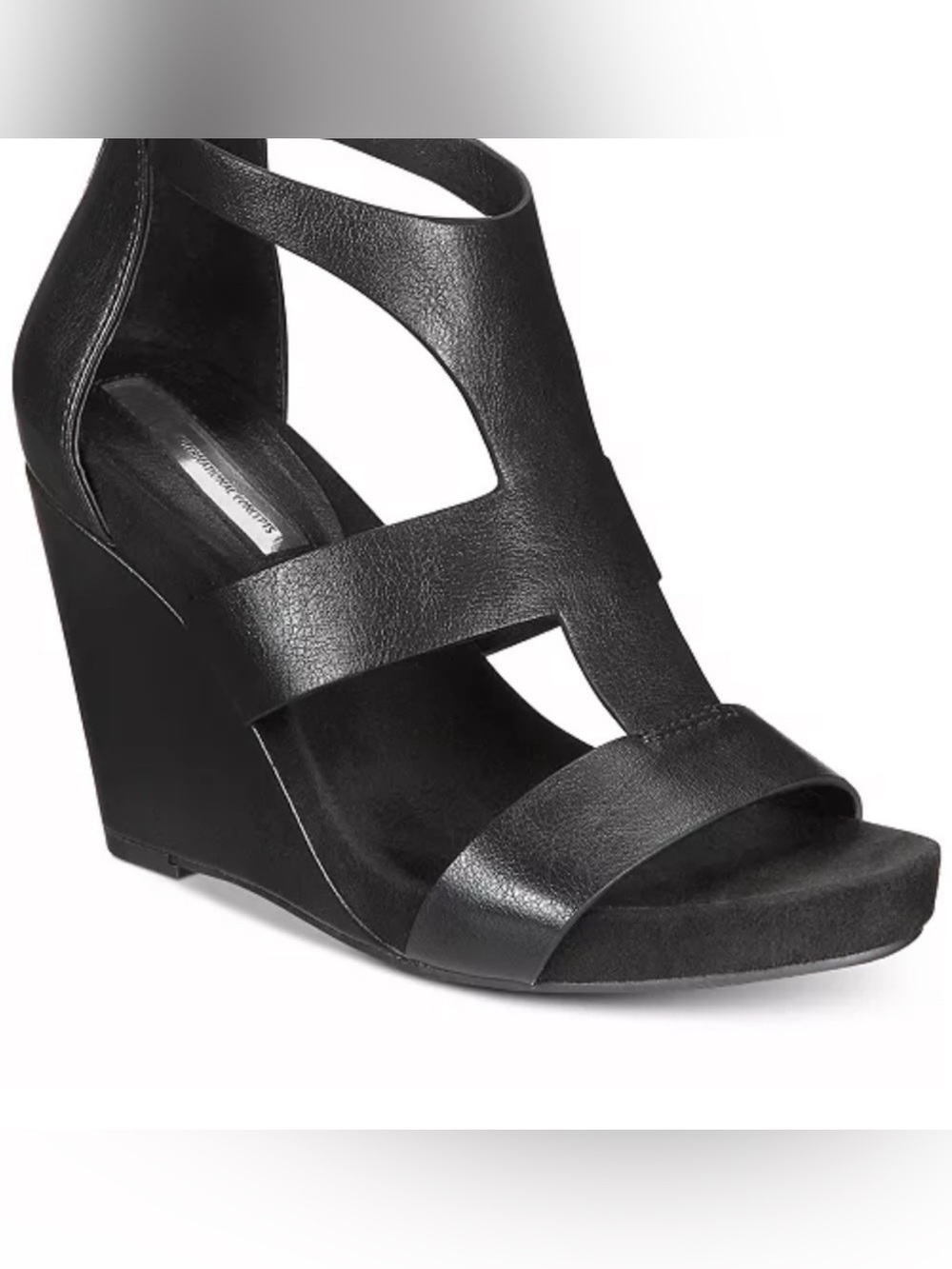 INC International Concepts Black Wedge Sandals size 6